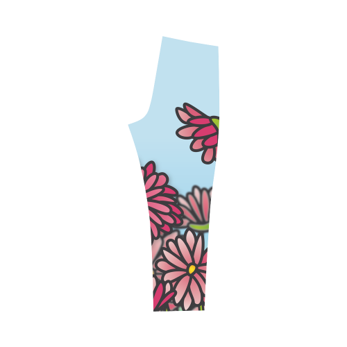 chrysantenum flower field pink floral Capri Legging (Model L02)