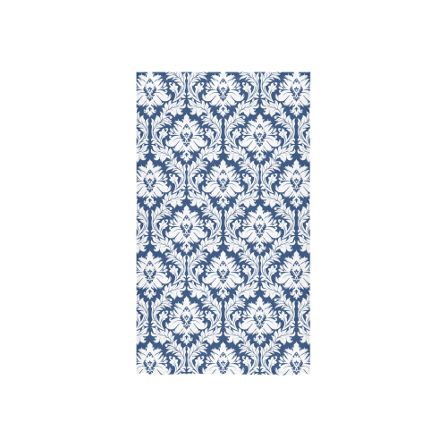 damask pattern navy blue and white Custom Towel 16"x28"