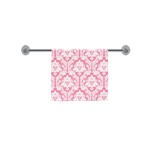 damask pattern pink and white Custom Towel 16"x28"