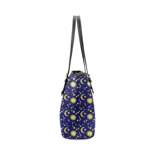 Sun, Moon & Stars Leather Tote Bag/Small (Model 1640)