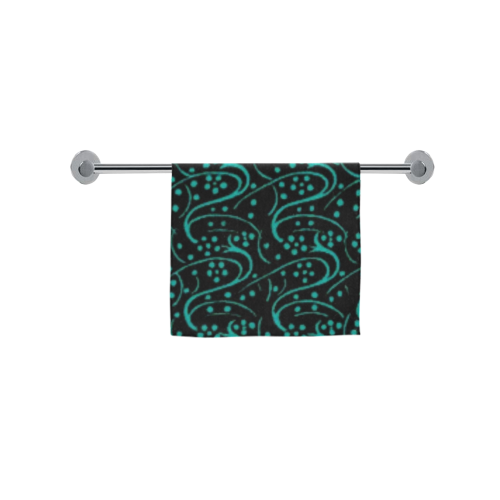 Vintage Swirl Floral Teal Turquoise Black Custom Towel 16"x28"