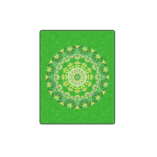 Green Lace Flowers, Leaves Mandala Design Green Blanket 40"x50"