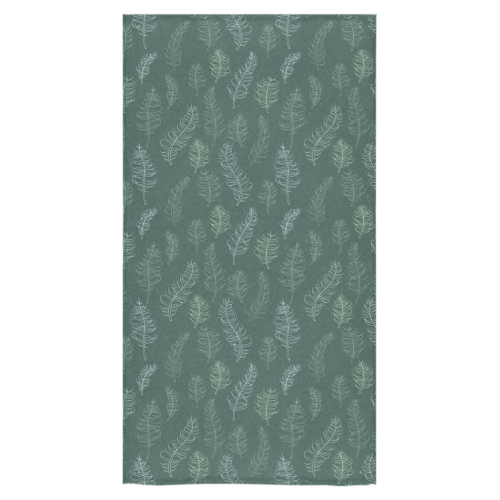 green whimsical feather leaves pattern Bath Towel 30"x56"