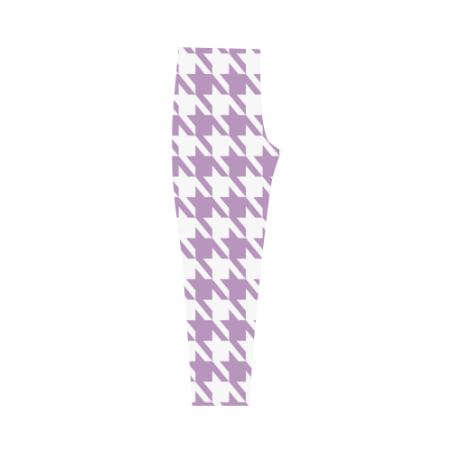 lilac and white houndstooth classic pattern Capri Legging (Model L02)