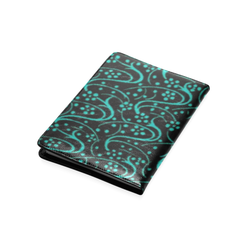 Vintage Swirl Floral Teal Turquoise Black Custom NoteBook A5
