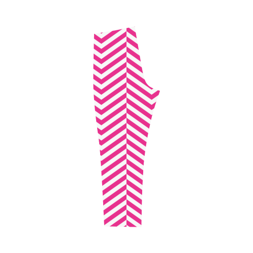 hot pink and white classic chevron pattern Capri Legging (Model L02)