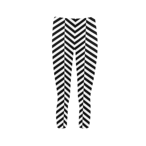 black and white classic chevron pattern Capri Legging (Model L02)