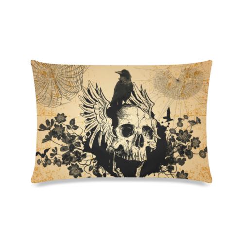 Awesome skull with crow Custom Zippered Pillow Case 16"x24"(Twin Sides)