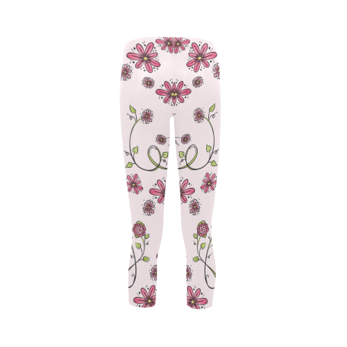 pink fantasy doodle flower pattern Capri Legging (Model L02)