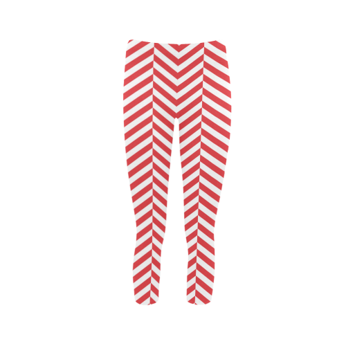 red and white classic chevron pattern Capri Legging (Model L02)