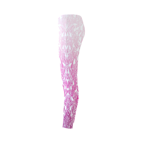 pink ombre feathers pattern white Cassandra Women's Leggings (Model L01)