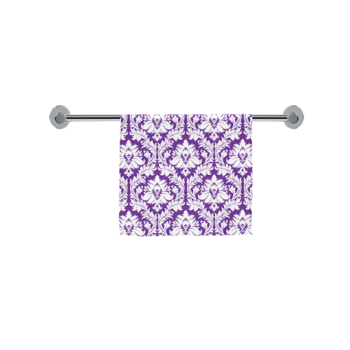 damask pattern royal purple and white Custom Towel 16"x28"