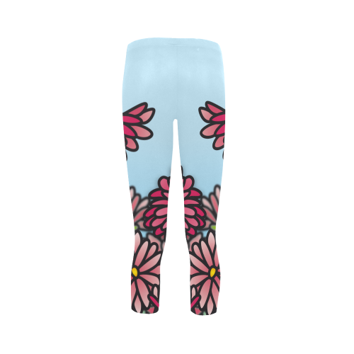 chrysantenum flower field pink floral Capri Legging (Model L02)