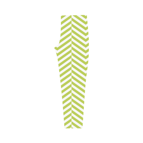 spring green and white classic chevron pattern Capri Legging (Model L02)