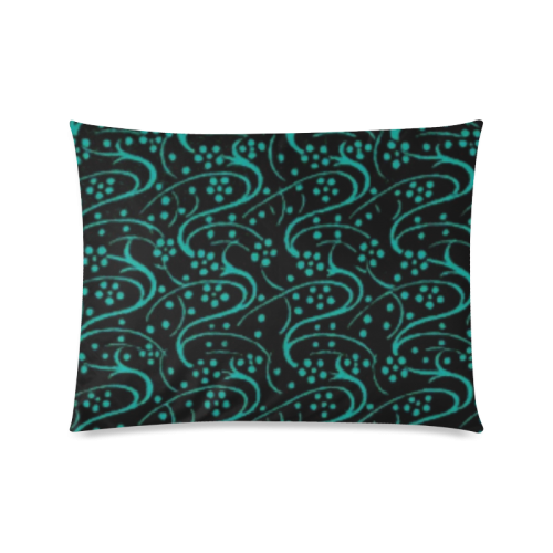 Vintage Swirl Floral Teal Turquoise Black Custom Zippered Pillow Case 20"x26"(Twin Sides)
