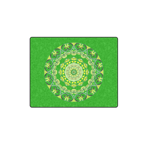 Green Lace Flowers, Leaves Mandala Design Green Blanket 40"x50"