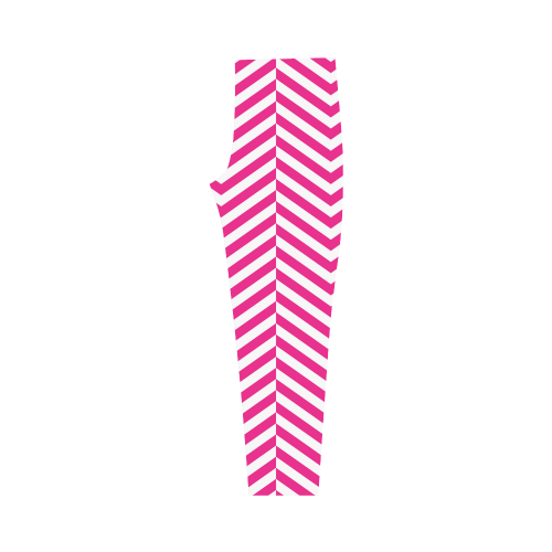 hot pink and white classic chevron pattern Capri Legging (Model L02)