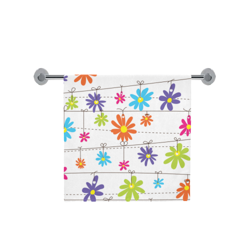 colorful flowers hanging on lines Bath Towel 30"x56"