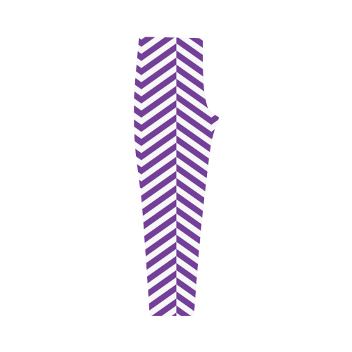 royal purple and white classic chevron pattern Capri Legging (Model L02)