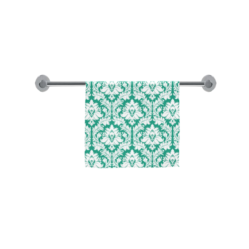 damask pattern emerald green and white Custom Towel 16"x28"