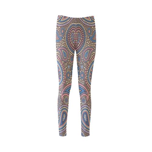 yellow blue pink paisley mosaic pattern Cassandra Women's Leggings (Model L01)