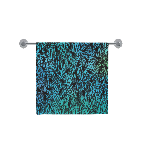 blue black feather pattern Bath Towel 30"x56"