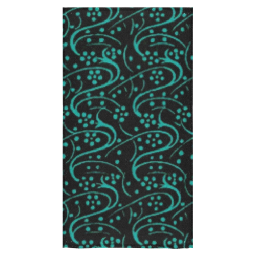 Vintage Swirl Floral Teal Turquoise Black Bath Towel 30"x56"