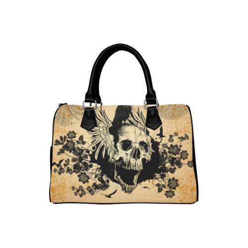 Awesome skull with crow Boston Handbag (Model 1621)