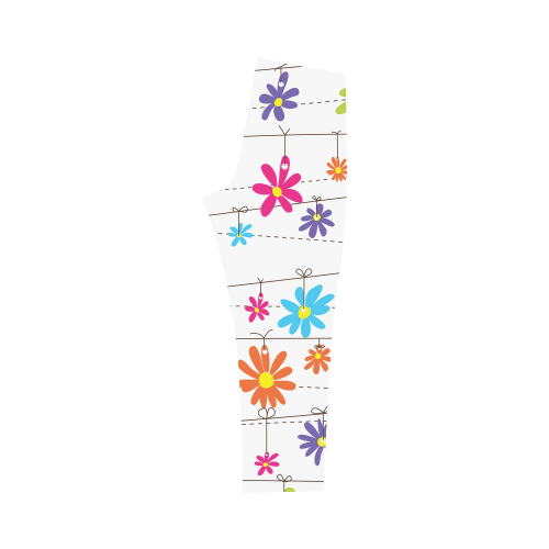 colorful flowers hanging on lines Capri Legging (Model L02)