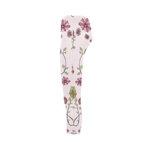 pink fantasy doodle flower pattern Capri Legging (Model L02)