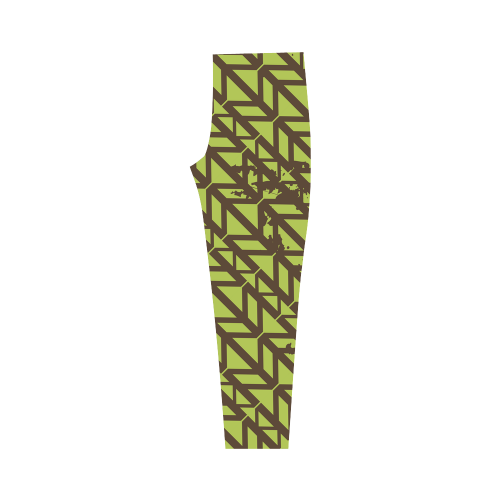 green geometric pattern Capri Legging (Model L02)