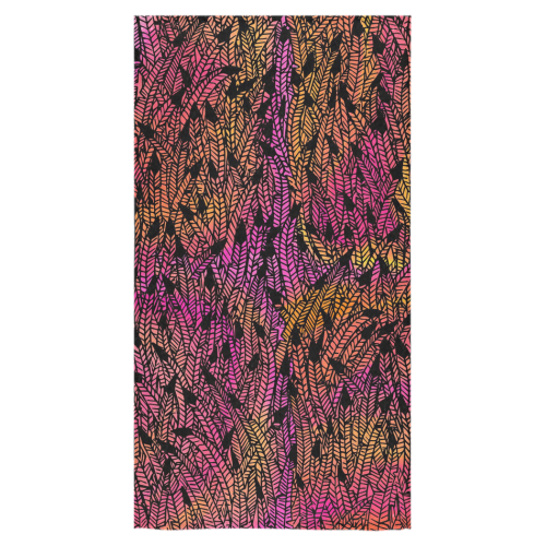 pink yellow black feather pattern Bath Towel 30"x56"