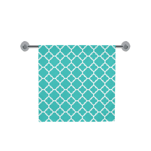 turquoise white quatrefoil classic pattern Bath Towel 30"x56"
