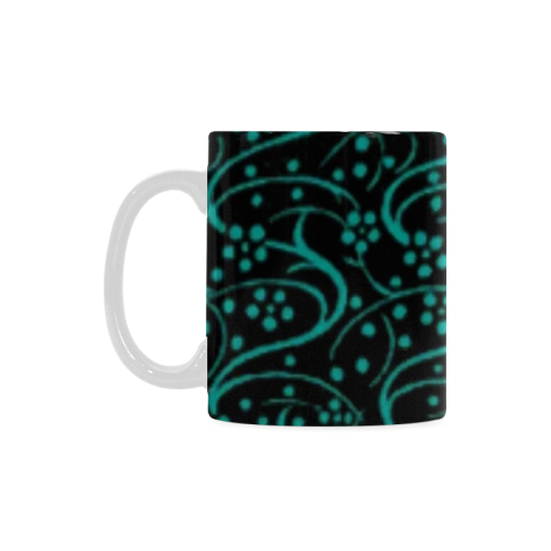 Vintage Swirl Floral Teal Turquoise Black White Mug(11OZ)