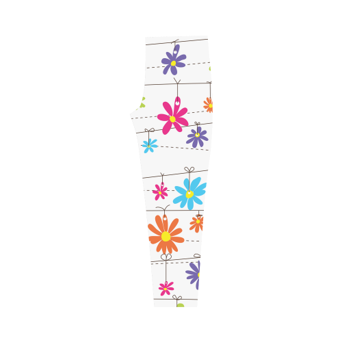 colorful flowers hanging on lines Capri Legging (Model L02)