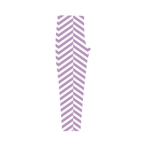 lilac purple and white classic chevron pattern Capri Legging (Model L02)