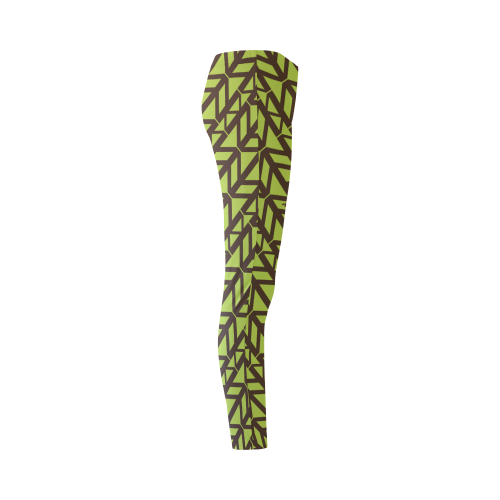 green geometric pattern Cassandra Women's Leggings (Model L01)