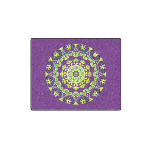 Green Lace Flowers, Leaves Mandala Design Plum Blanket 40"x50"