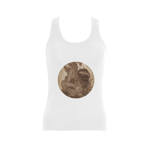 Awesome Animal- sketchy Sloth Women's Shoulder-Free Tank Top (Model T35)