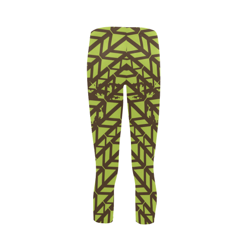 green geometric pattern Capri Legging (Model L02)