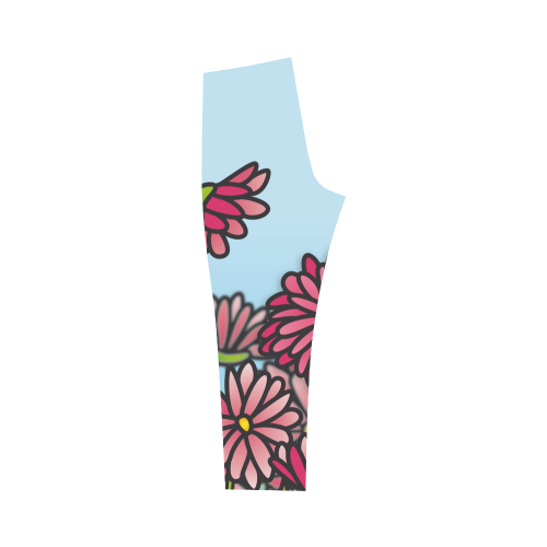 chrysantenum flower field pink floral Capri Legging (Model L02)