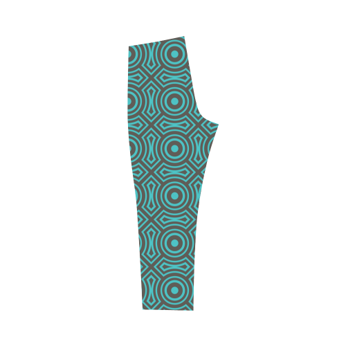 blue geometric pattern Capri Legging (Model L02)