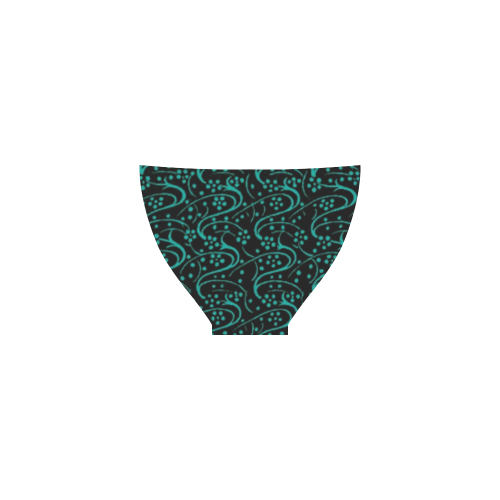 Vintage Swirl Floral Teal Turquoise Black Custom Bikini Swimsuit