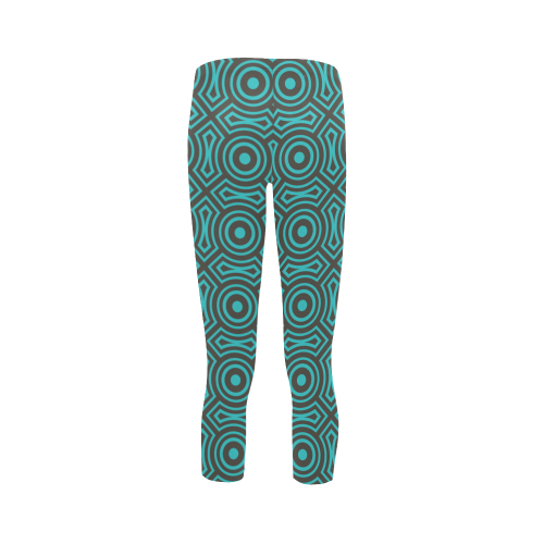 blue geometric pattern Capri Legging (Model L02)