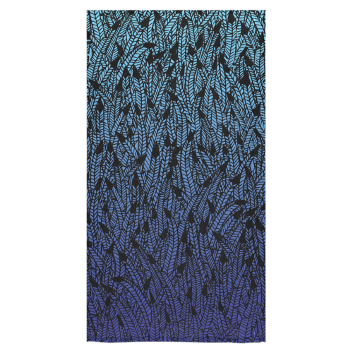 blue ombre black feather pattern Bath Towel 30"x56"