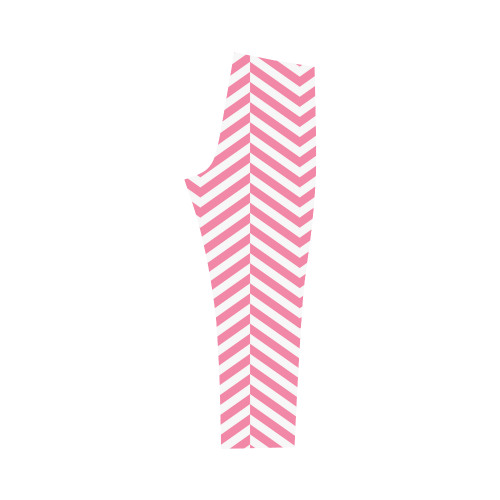 pink and white classic chevron pattern Capri Legging (Model L02)