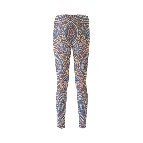yellow blue pink paisley mosaic pattern Cassandra Women's Leggings (Model L01)