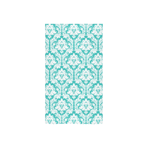 damask pattern turquoise and white Custom Towel 16"x28"