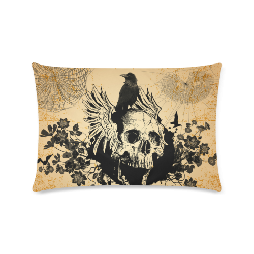 Awesome skull with crow Custom Zippered Pillow Case 16"x24"(Twin Sides)