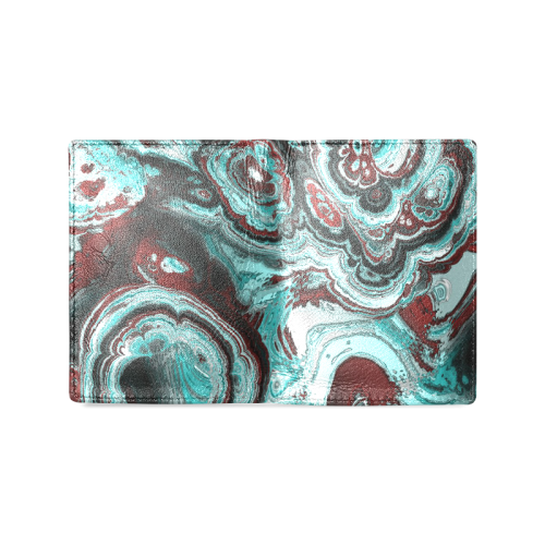 Awesome fractal marbled 05 Men's Leather Wallet (Model 1612)